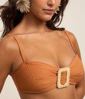 Biquíni Top Bandeau em Microfibra Texturizado com Aviamento de Palha - 2