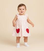 Vestido Infantil com Estampa de Corações com Calcinha - Tam 0 a 18 meses - 2