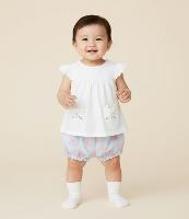 Conjunto Infantil com Estampa de Laços e Bolso de Bichinho - Tam 0 a 18 Meses - 2