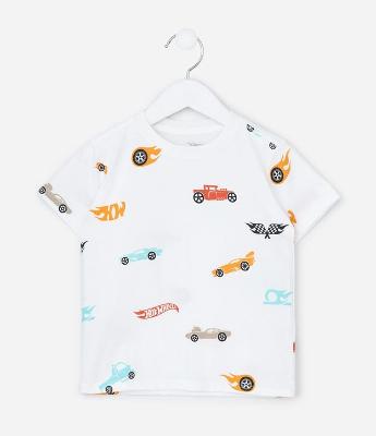 Camiseta Infantil com Estampa de Mini Ícones Hot Wheels - Tam 1 a 6 Anos