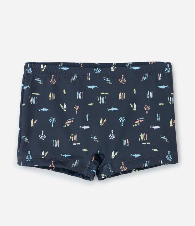 Sunga Infantil Boxer em Microfibra com Estampa de Mini Ícones Tropicais - Tam 5 a 14 Anos - 1
