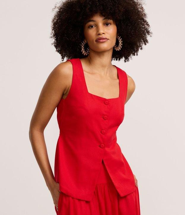 Blusa Alongada em Viscolinho com Decote Quadrado e Amarração - 2