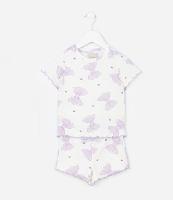Pijama Curto Infantil em Ribana com Estampa de Laços - Tam 2 a 6 Anos - 1