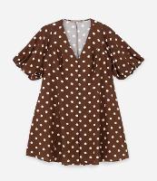 Vestido Curto em Viscolinho Poá com Manga Balonê Curve & Plus Size - 1