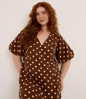 Vestido Curto em Viscolinho Poá com Manga Balonê Curve & Plus Size - 2