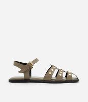 Sandália Rasteira Fisherman em PU com Tachas de Metal - 1