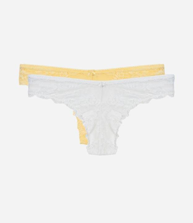 Kit 02 Calcinhas Biquíni Fio Duplo em Renda Floral - 1