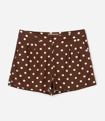 Short em Viscolinho com Estampa Poá Curve & Plus Size