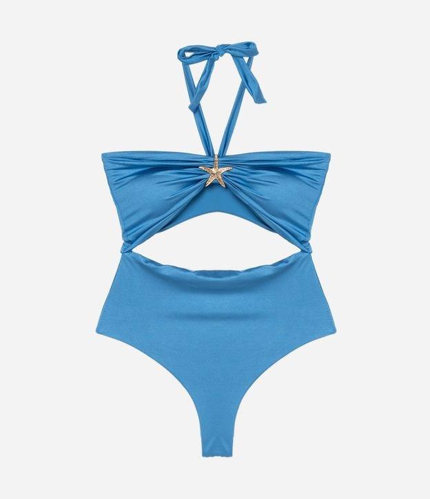 Maiô em Microfibra Brilhante com Vazado e Aviamento de Estrela - 1