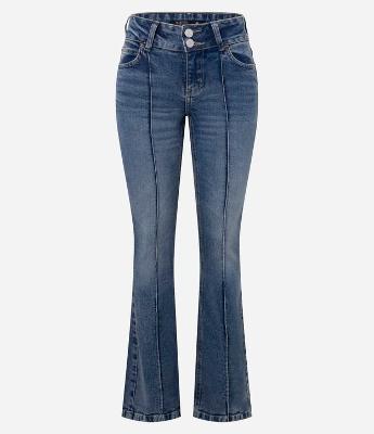 Calça Bootcut em Jeans com Nervuras