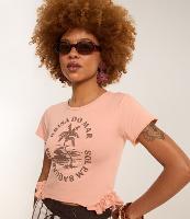 Blusa em Algodão com Babado e Estampa Praia - 2