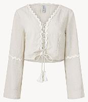 Blusa Cropped em Anarruga com Detalhes em Sianinha - 1