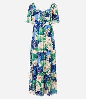 Vestido Longo Evasê com Amarração no Decote e Estampa Floral - 1