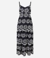 Vestido Evasê Longo em Laise com Bordado Floral Vazado - 1