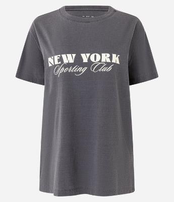 Camiseta Oversized Esportiva em Algodão Estonado com Estampa New York