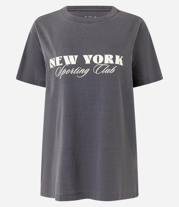 Camiseta Oversized Esportiva em Algodão Estonado com Estampa New York - 1