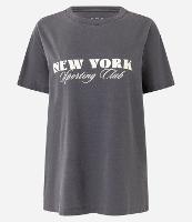 Camiseta Oversized Esportiva em Algodão Estonado com Estampa New York - 1