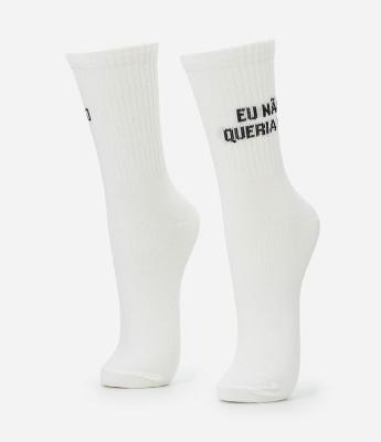 Meia Cano Alto em Algodão com Desculpe o Atraso