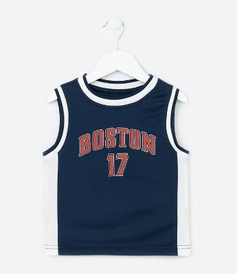 Camiseta Esportiva Infantil Estampa Boston 17 - Tam1 a 6 Anos