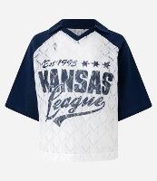 Camiseta College em Renda com Cava Rraglan e Estampa Kansas - 1
