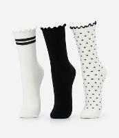 Kit 03 Meias Cano Médio em Algodão com Acabamento Picueta - 1