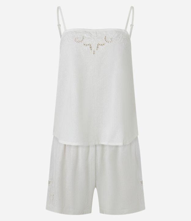 Pijama Short Doll em Viscolinho com Bordado Richelieu - 1
