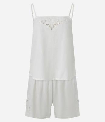 Pijama Short Doll em Viscolinho com Bordado Richelieu