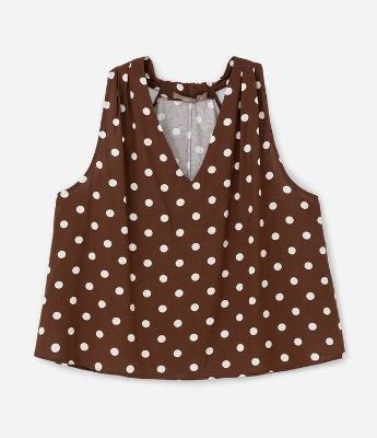 Regata em Viscolinho com Estampa Poá Curve & Plus Size