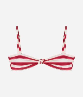 Biquíni Top Bandeau em Microfibra Listrada com Nózinho