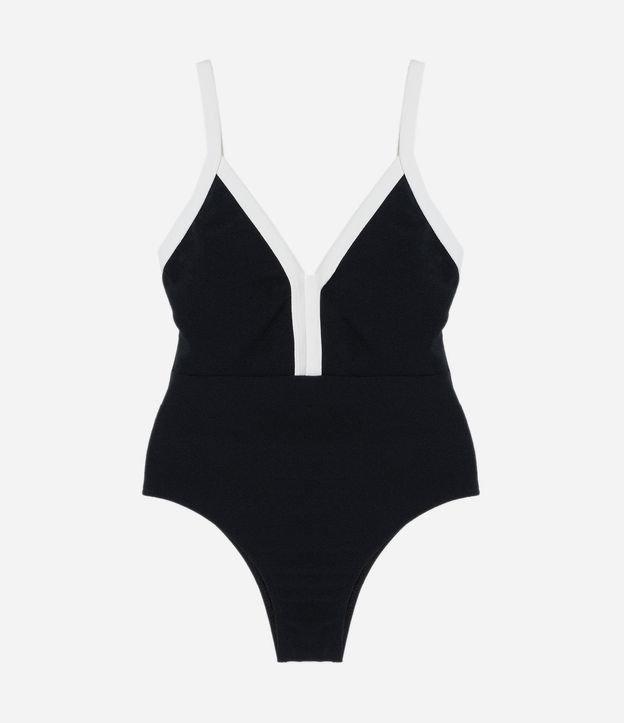 Maiô Triângulo em Microfibra Texturizada com Viés Contrastante - 1