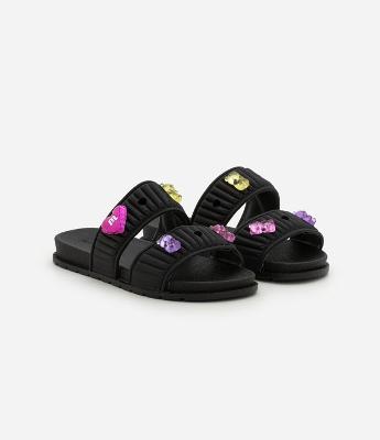 Chinelo Infantil Slide em PU com Aplicações Molekinha- Tam  26 ao 36