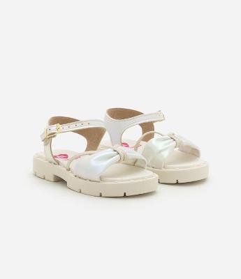 Sandália Infantil Platform com Laço Dourado Molekinha - Tam 20 ao 25