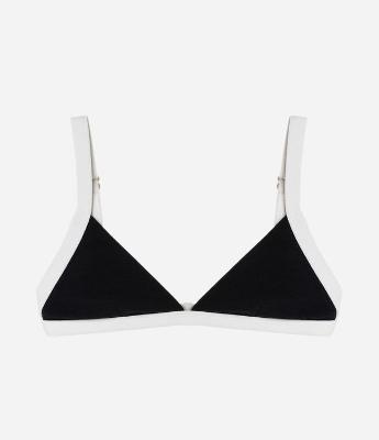 Biquíni Top Triângulo Fixo em Microfibra Texturizada com Viés Contrastante
