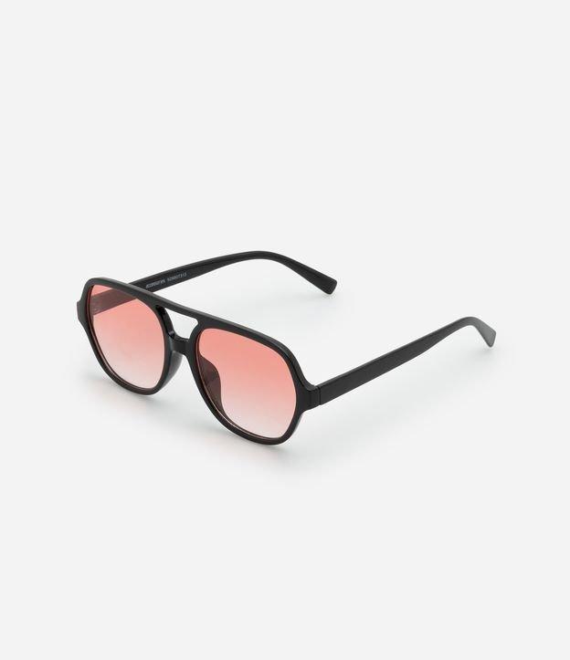 Óculos Aviador com Ponte Dupla e Lente Rosa Degradê - 1