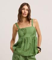 Blusa Batinha de Alça em Viscose com Bordado Folhagem - 2