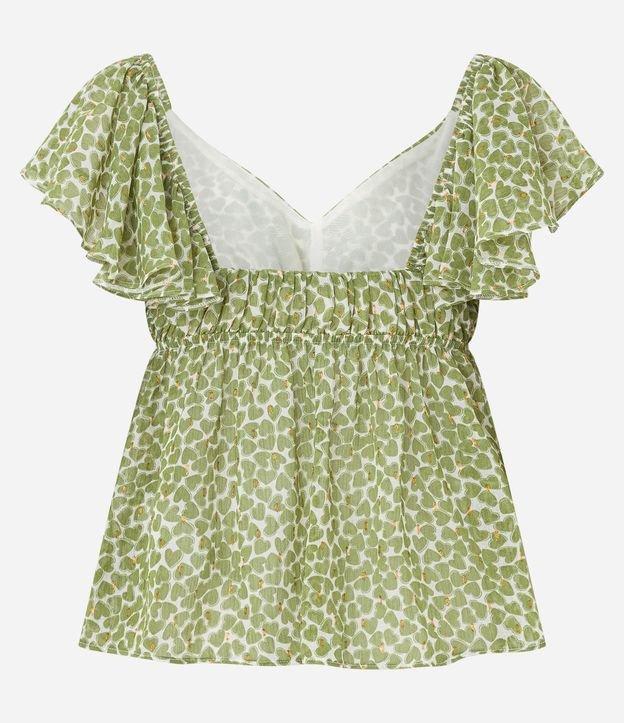 Blusa em Chiffon com Amarração e Estampa Corações - 1