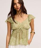 Blusa em Chiffon com Amarração e Estampa Corações - 3