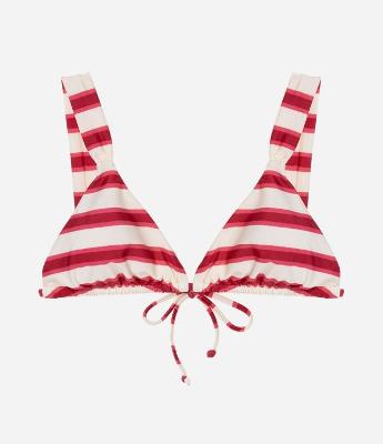 Biquíni Top Cortininha Alongada em Microfibra Listrada