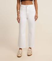 Calça Reta Cropped em Sarja com Bolsos - 1