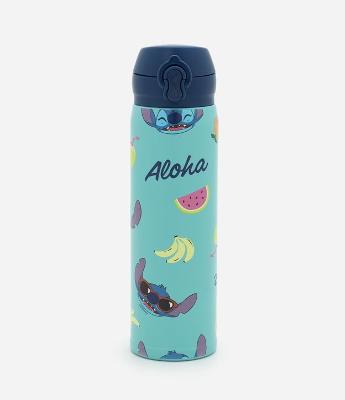 Garrafa Térmica com Tampa de Botão Estampa do Stitch 450ml