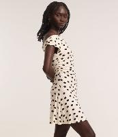 Vestido Curto em Viscose com Estampa Poá e Ombro Único - 1