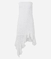 Vestido Tomara que Caia em Renda com Babado Assimétrico - 1