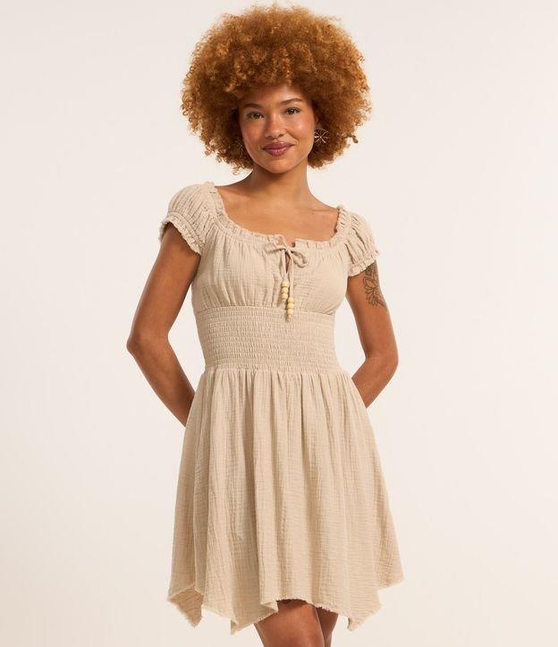 Vestido Curto Ombro a Ombro em Crepe com Lastex na Cintura - 2