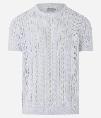 Camiseta Regular em Algodão com Textura Efeito Tricô