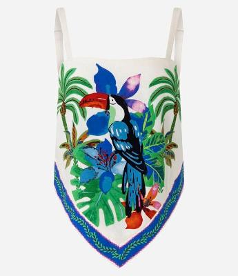 Blusa Baby Look em Viscose com Estampa de Tucano e Barra em V