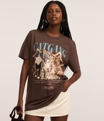 Camiseta T-shirt em Algodão com Estampa Gangue de Gatinhos