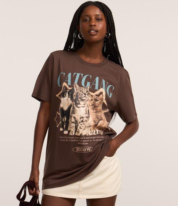 Camiseta T-shirt em Algodão com Estampa Gangue de Gatinhos - 1