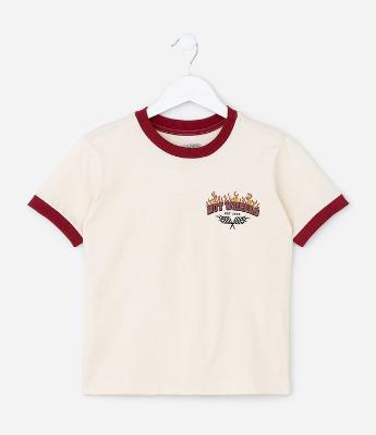 Camiseta Infantil com Estampa e Lettering Hot Wheels - Tam 4 a 10 Anos