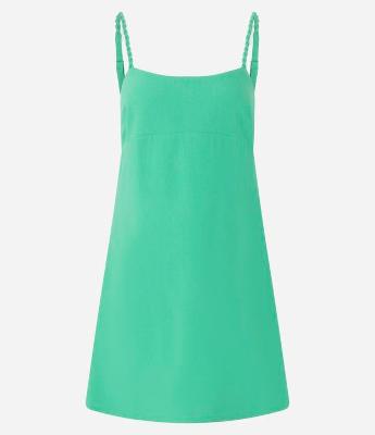 Vestido Curto em Viscolinho com Alça Trançada