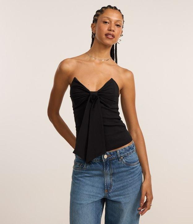 Blusa Sem Alça em Bengaline com Laço - 2